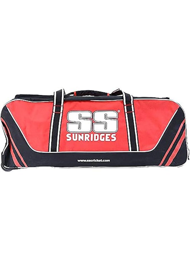 SS Sunridges Elite 2 Wheel Cricket Bag, Black/Red [10020006R]