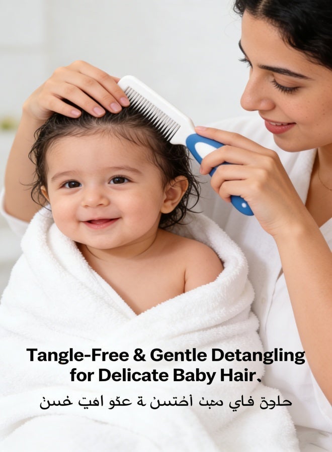 Baby Hair Brush and Comb Set for Newborns & Toddlers | Soft Bristles | Ideal for Cradle Cap | Perfect Baby Registry Gift (Blue) - Image 5