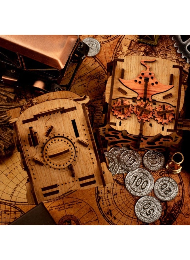 Nautilus Chamber of Secrets Box ألغاز الصور المقطوعة محطة مستقلة قائمة أحجية الصور المقطوعة الأكثر مبيعًا-اللون: David Jones Locker Black Walnut Diy - Image 3