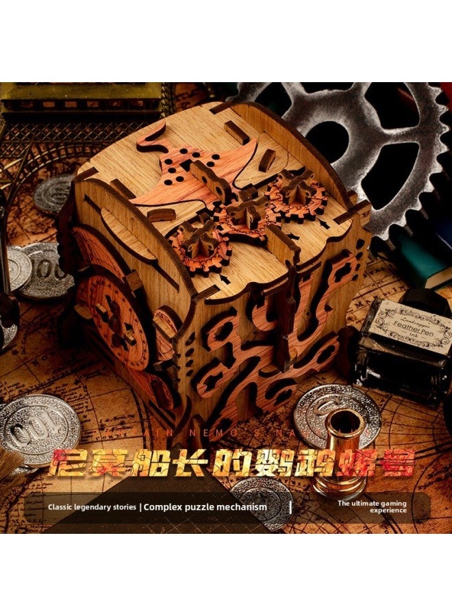 Nautilus Chamber of Secrets Box ألغاز الصور المقطوعة محطة مستقلة قائمة أحجية الصور المقطوعة الأكثر مبيعًا-اللون: David Jones Locker Black Walnut Diy - Image 2