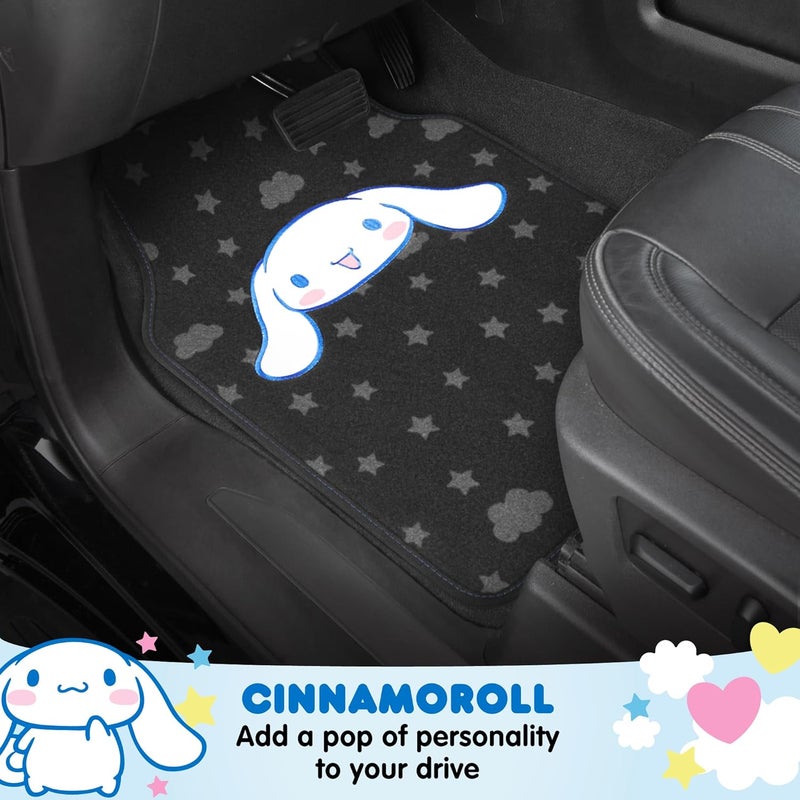 Carbella Sanrio Cinnamoroll Carpet Car Floor Mats, Universal Fit for Cars, SUVs & Trucks, Cinnamoroll Print & Pattern Accents, Non-Slip Front Rear Floor Mat for Car, 4 Piece - Image 3