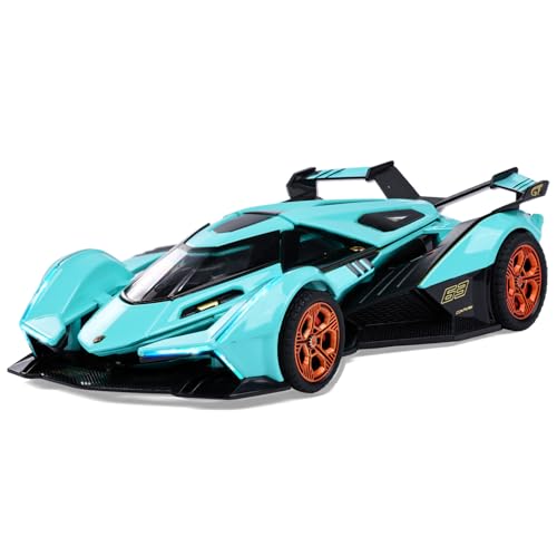 SASBSC Toy Cars Lambo V12 Sports Car Toy with Light and Sound Diecast Metal Model Cars for 3+ Year Old Boys Pull Back Race Car Gift Toys for Kids Ages 3+ (Blue) - Image 1