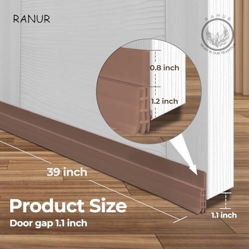 RANUR Silicone Self Adhesive Door Bottom Sealing Strip Guard For Home Door Protector For Home From Dust,Insects,Waterproof,Soundproof Door Seal,Door Air Blocker 1 Meter(1 Meter-Pack Of 3,Brown) - Image 2