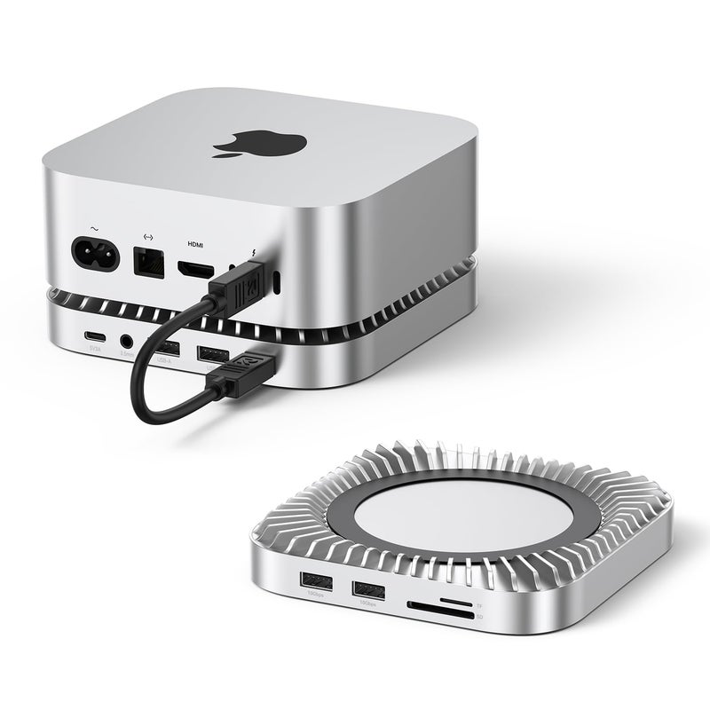 Raycue Mac mini M4 Dock & Stand with 8T NVMe SSD Enclosure, 2 USB A 10Gbps,10G USB C Data Port, 5G USB A*2, USB-C Charge, SD/TF, Audio for Mac mini M4/ M4 Pro - Image 1