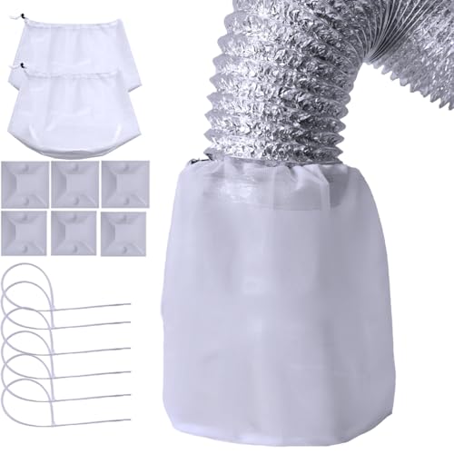 CHENGLAI 3 Pack Dryer Vent Lint Catcher Bags White for Capturing Lint and Dust, Lint Catcher for Dryer Vent Trap, Outdoor Indoor Dryer Lint Traps for Ventless Dryer Vent - Image 1