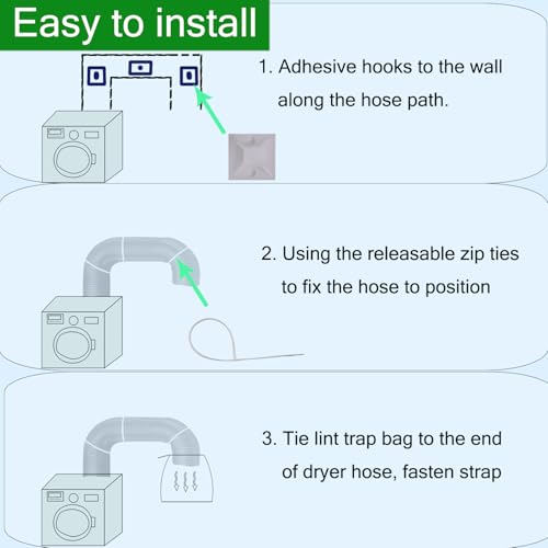 CHENGLAI 3 Pack Dryer Vent Lint Catcher Bags White for Capturing Lint and Dust, Lint Catcher for Dryer Vent Trap, Outdoor Indoor Dryer Lint Traps for Ventless Dryer Vent - Image 4