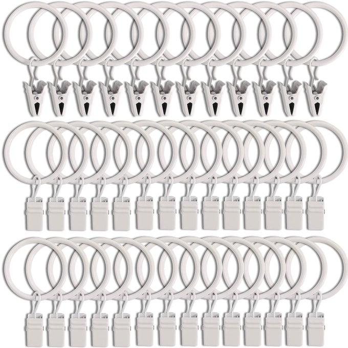 40 Pack Curtain Rings with Clips Curtain Clip Rings Hooks Bow Hanger Clips for Hanging Drapery Drapes Bows Ring 126 inch Interior Diameter Fits up to 1 Rod White