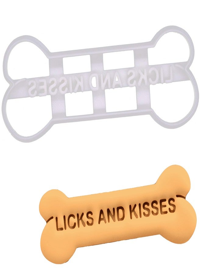 BAKERLOGY LICKS AND KISSES Dog Bone Cookie Cutter - Detailed Biscuit Cutter Design for Baking and Crafts, ideal on fondant, dough, clay - Image 1