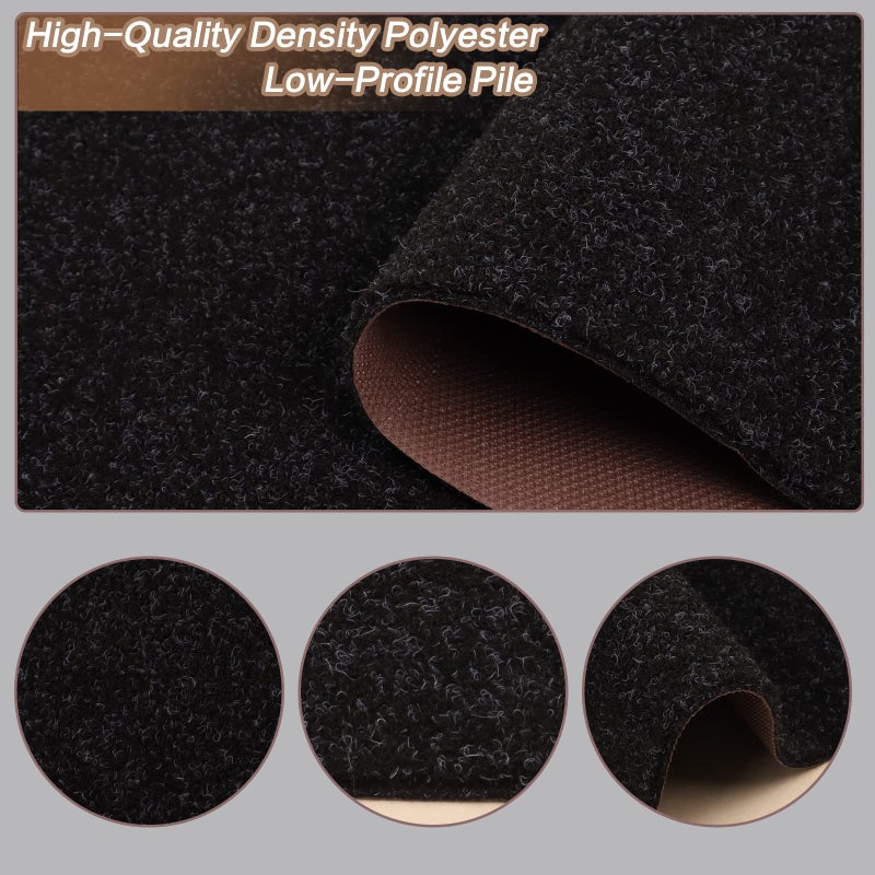 Heyroll 2' x 6' Runner Rugs with Rubber Backing, Indoor Outdoor Utility Carpet Runner Rugs, Black, Can Be Used as Aisle for The RV and Boat, Laundry Room and Balcony - Image 2