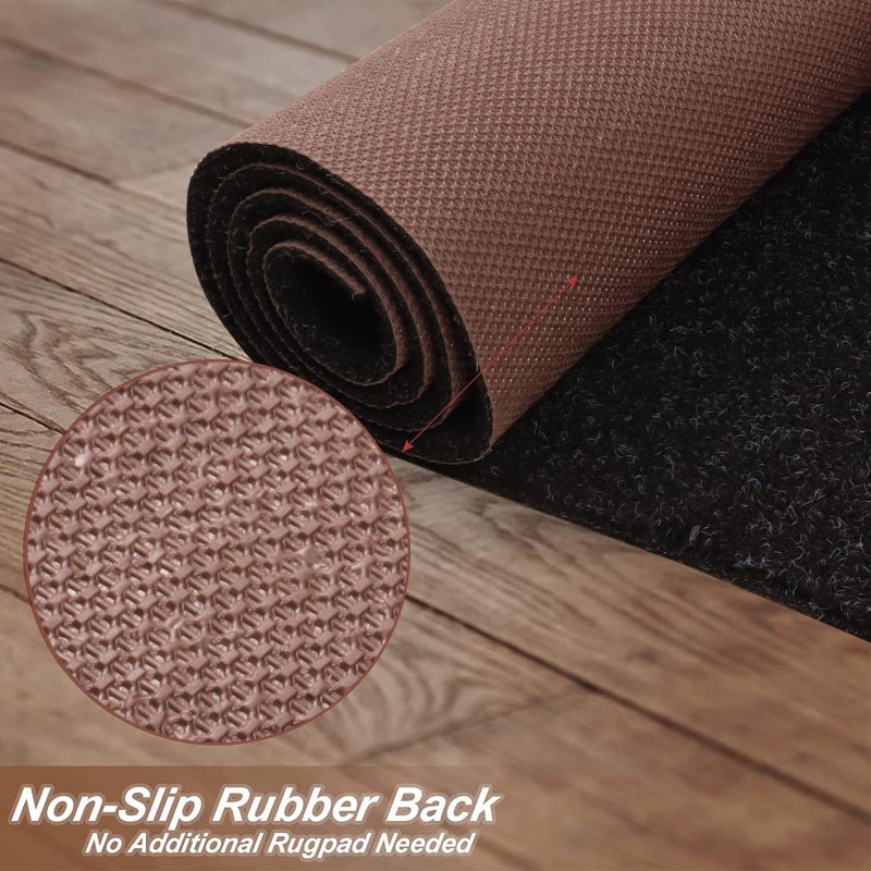 Heyroll 2' x 6' Runner Rugs with Rubber Backing, Indoor Outdoor Utility Carpet Runner Rugs, Black, Can Be Used as Aisle for The RV and Boat, Laundry Room and Balcony - Image 3
