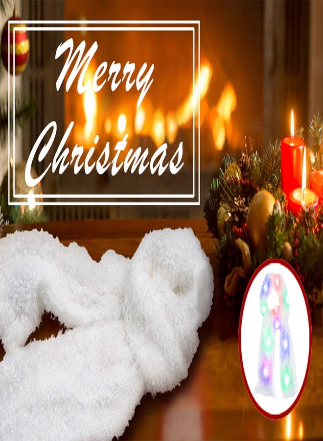 Luwint Colorful LED Flashing Plush Scarf - Lights Up Rave Clothing Accessories Cool Glow Novelty Austism Toys for Halloween Costume Party Game Ideas for Boys Girls (White) - Image 3