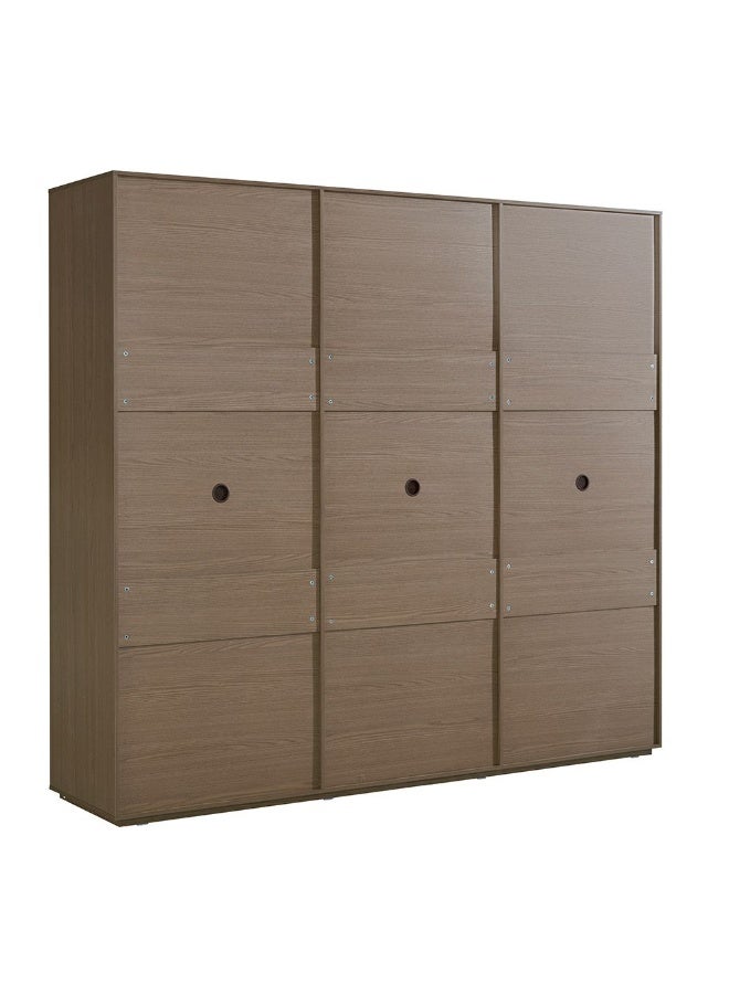 DANUBE HOME خزانة ملابس بأبواب متأرجحة 6 أبواب أليسون مع مرآة وأدراج - تشطيب بلوط طبيعي، خشب مصنّع، تخزين واسع مع 7 رفوف، L240xW57xH220cm - مثالية لتنظيم غرفة النوم - Image 4