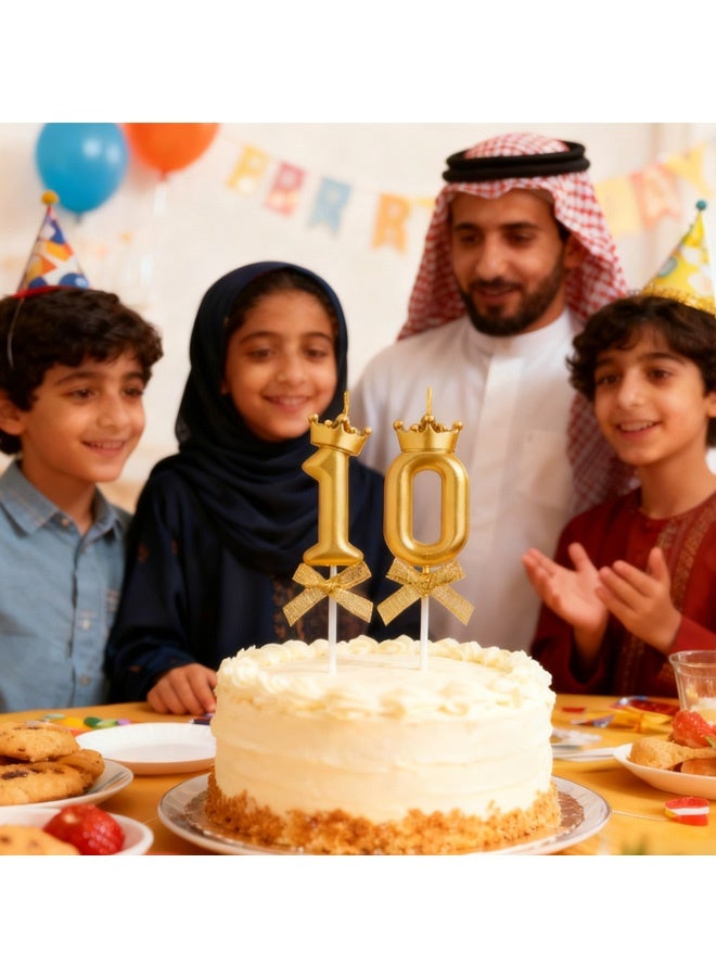 شموع عيد ميلاد بأرقام من 0 إلى 9 شموع كعكة كب كيك ذهبية معدنية زينة كعكة عيد ميلاد سعيد للأطفال  احتفالات الكبار كعكات الذكرى السنوية حلويات الأعياد هدايا كب كيك DIY للنساء والرجال - Image 4