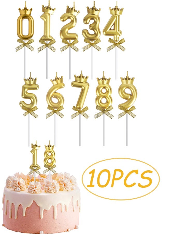 شموع عيد ميلاد بأرقام من 0 إلى 9 شموع كعكة كب كيك ذهبية معدنية زينة كعكة عيد ميلاد سعيد للأطفال  احتفالات الكبار كعكات الذكرى السنوية حلويات الأعياد هدايا كب كيك DIY للنساء والرجال - Image 1