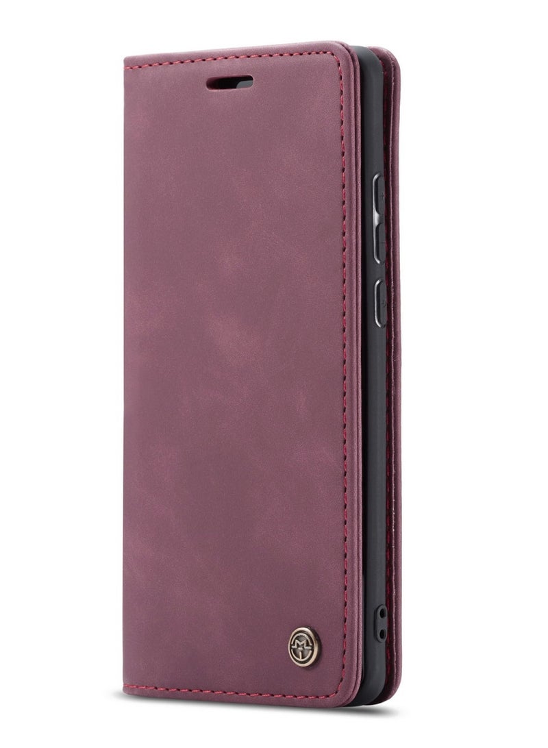 CaseMe Samsung Galaxy A70/A70S Wallet Case Book Folding Flip Folio Case with Magnetic Kickstand Card Slots Protective Cover - Wine Red - Image 2