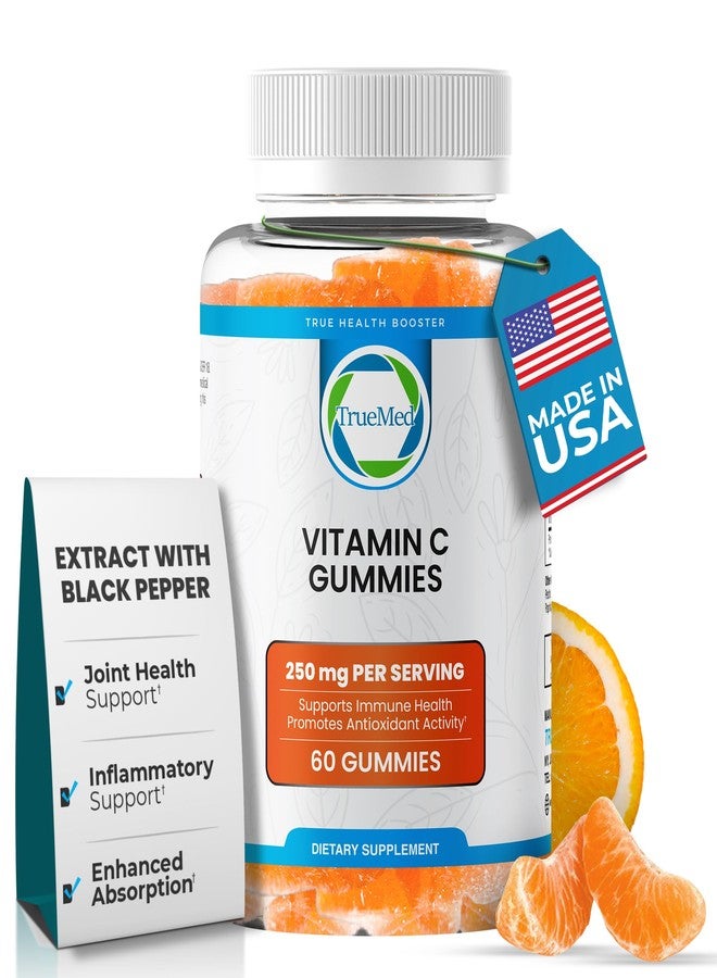 TRUEMED Chewable Vitamin C Gummies for Adults - Vitamin C Chewable 250mg with Zinc and Probiotics for Daily Immune Support - Non-GMO, Gluten Free - 60 Count - Made in USA - Image 1