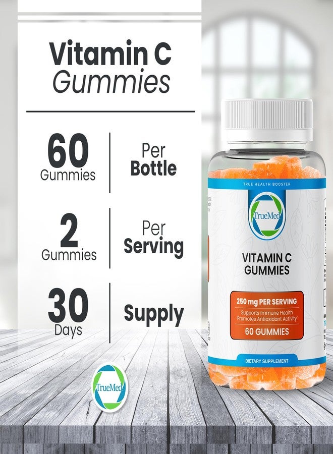 TRUEMED Chewable Vitamin C Gummies for Adults - Vitamin C Chewable 250mg with Zinc and Probiotics for Daily Immune Support - Non-GMO, Gluten Free - 60 Count - Made in USA - Image 3