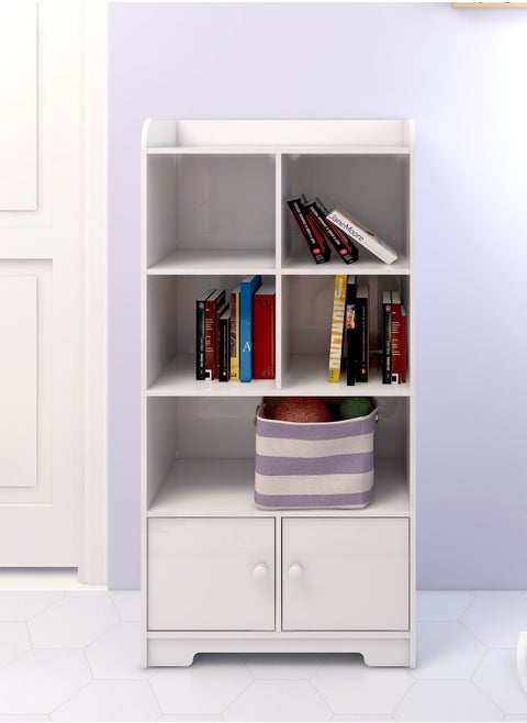 WT-EASYCARE Engineered Wood Open Shelf White  Wooden Organizer  Cabinet with Shelves  Wooden Display Shelf