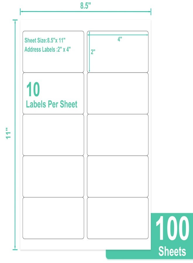 L LIKED 2" x 4" Mailing Labels 100 Sheets, Printable White Sticker Labels, Laser/Inkjet Printing - Matte, 10 per Sheets (1000 Labels) - Image 2