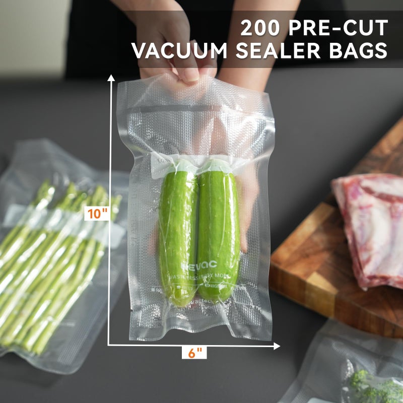 Wevac 6â€ x 10â€ 200 Count Food Vacuum Sealer Bags Keeper, PreCut Pint, Ideal for Food Saver, BPA Free, Commercial Grade, Great for storage, meal prep and Sous Vide - Image 2