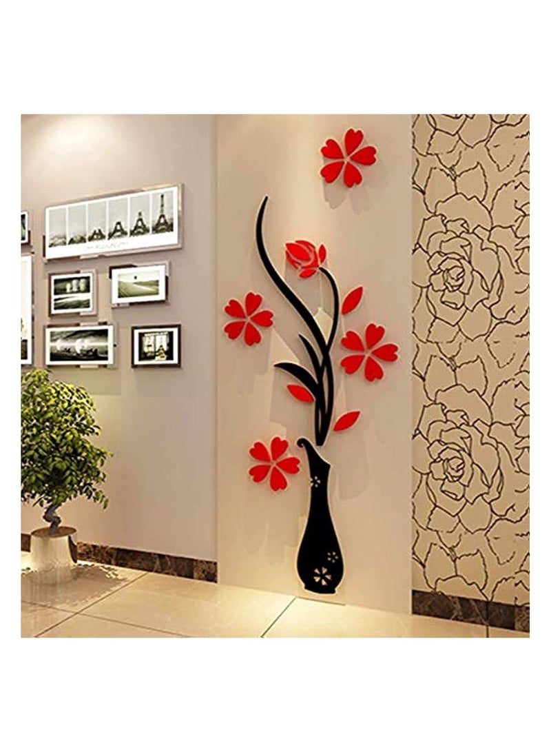 إيروريكس ملصقات جدارية من الأكريليك ثلاثية الأبعاد مزهرية برقوق لغرفة المعيشة وغرفة النوم وخلفية التلفزيون مم - Image 1