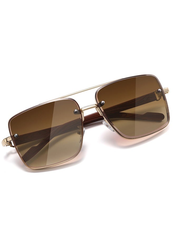 Men's Full Rim Square Sunglasses Metal Temples UV400 Protection for Driving & Outdoor - Image 2