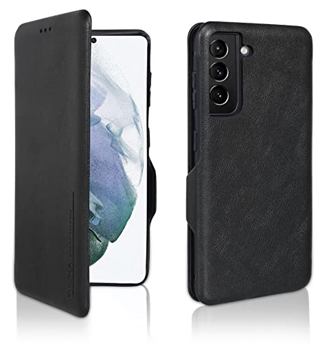 PULOKA Pu Leather Flip Wallet Cover | Handmade Premium Cover Case With Magnetic Closure And Credit Cards Slots | Wallet Flip Case Compatible With Samsung Galaxy S22 5G (6.1 Inches) Black - Image 1