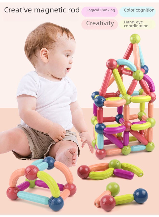 Science And Education Educational Toys Large Particle Magnetic Assembled Magnetic Rod Building Blocks Macaron Variety Magnetic Rod Early-Color:Color Box 【36 Piece Set】】 - Image 3