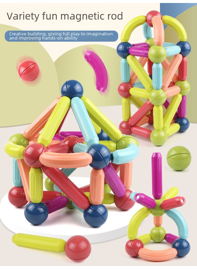 Science And Education Educational Toys Large Particle Magnetic Assembled Magnetic Rod Building Blocks Macaron Variety Magnetic Rod Early-Color:Color Box 【36 Piece Set】】 - Image 2