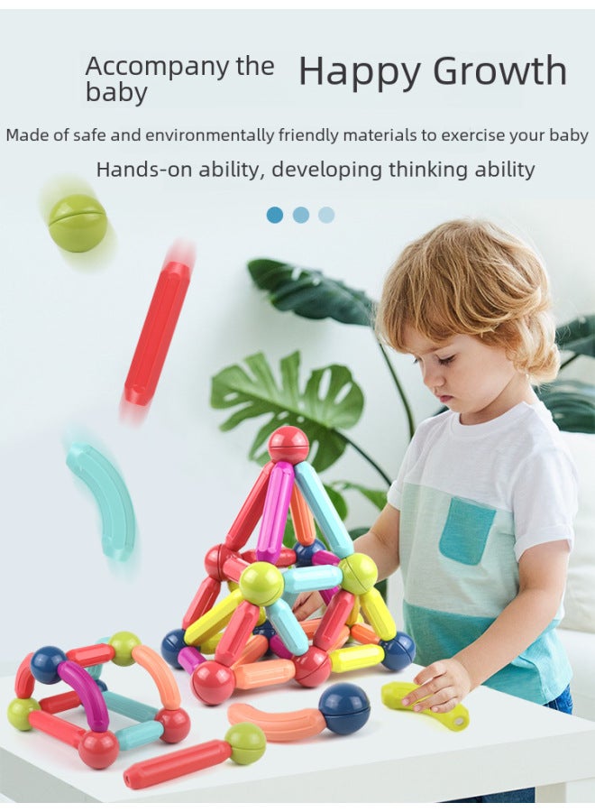 Science And Education Educational Toys Large Particle Magnetic Assembled Magnetic Rod Building Blocks Macaron Variety Magnetic Rod Early-Color:Color Box 【36 Piece Set】】 - Image 4