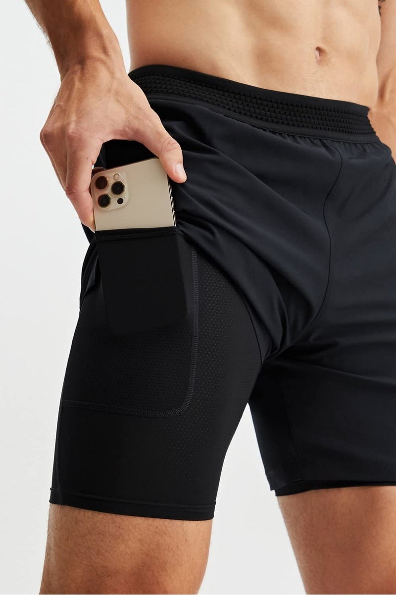 Fabletics Men's The Fundamental Short (Lined), Workout, Running, Training, Gym, Yoga, Ultra Lightweight, Athletic, 9" Inseam, S, Black - Image 2