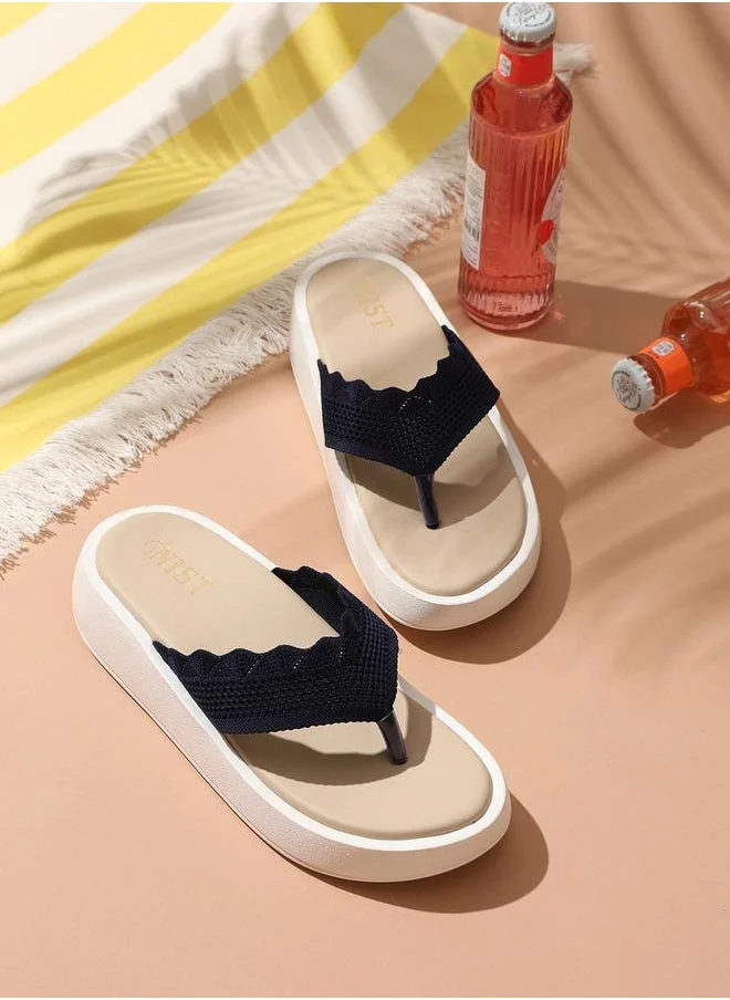 GNIST Knitted Strap Thong Slippers by Styli