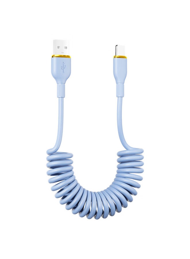 Lenvog Apple Data Cable Car Spring Telescopic Charging Cable For Iphone 14/13/12/11/Xr/S/8 Mobile Phone 1.2M Blue - Image 3