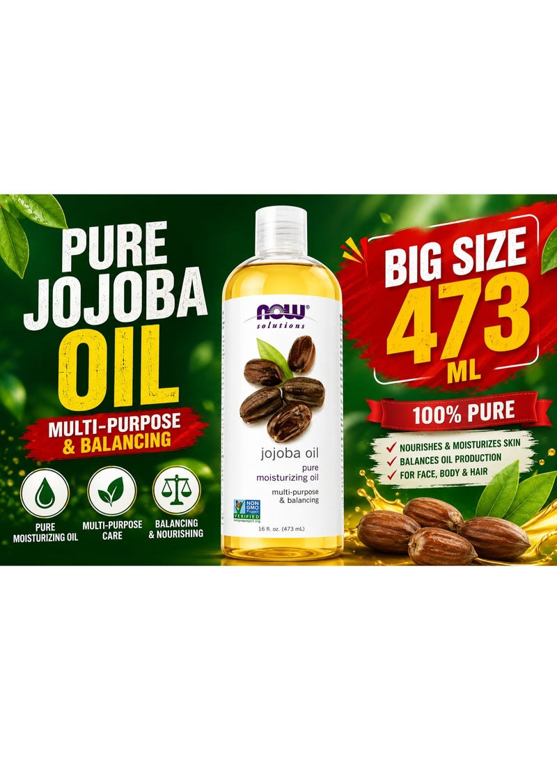 NOW Solutions Pure Jojoba Oil 473ML  Big Size 100% Pure Multi-Purpose Moisturizing Oil for Face, Body & Hair - Image 5