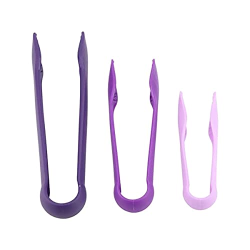HENIJ® Serving Tongs Set of 3, Kitchen Utensil for Cooking, Heat-Resistant for Serving and Turning, Barbecue and Salad, Plastic, Small, Medium, Large (Purple) - Image 1