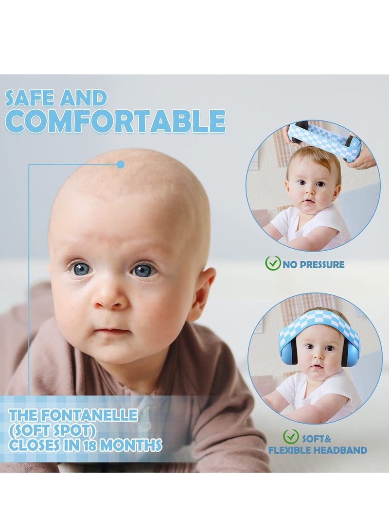 KASTWAVE Baby Earmuffs, 2-24 Months Adjustable Baby Ear Protection Earphones Noise Reduction Earmuffs with Cloth Bag Soundproofing for Newborns (blue)  - Image 3