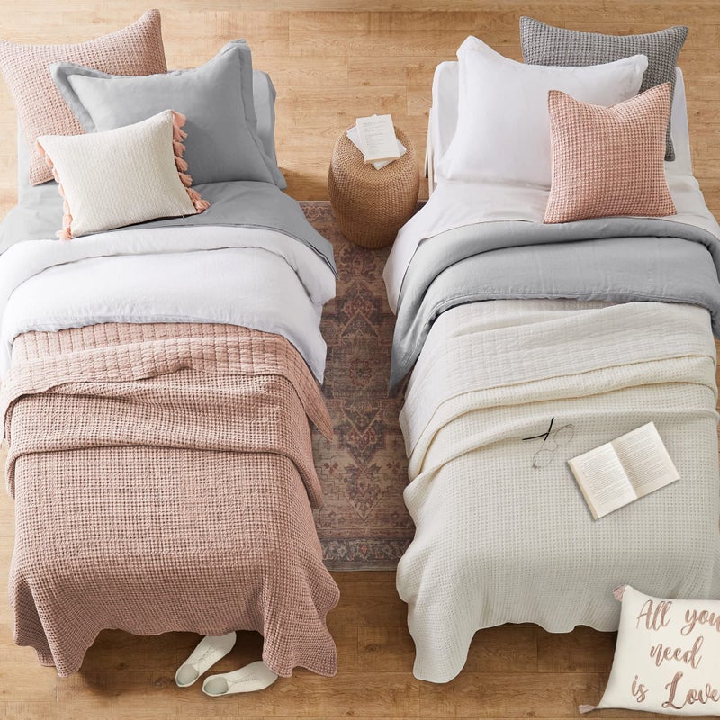 Levtex Home  Mills Waffle  Twin Quilt Set  Blush Cotton Waffle  Quilt Size 68 x 86in Sham Size 26 x 20in