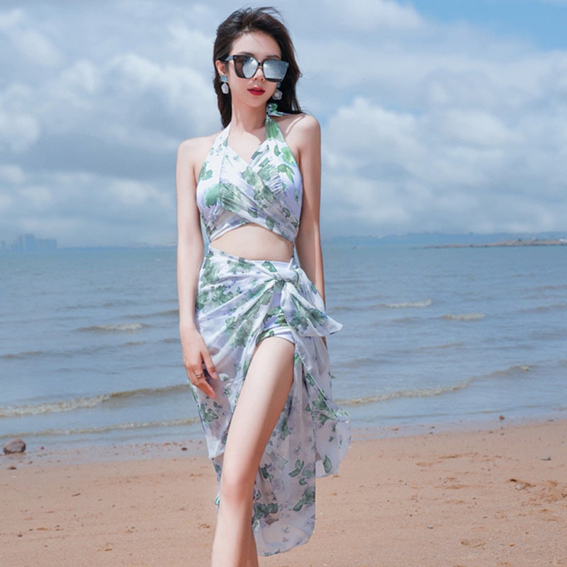 and Sexy Swimsuit Women''s Split Bikini Three-Piece Set Bkini Hot Spring New Chiffon Vacation Swimsuit Women - Image 1