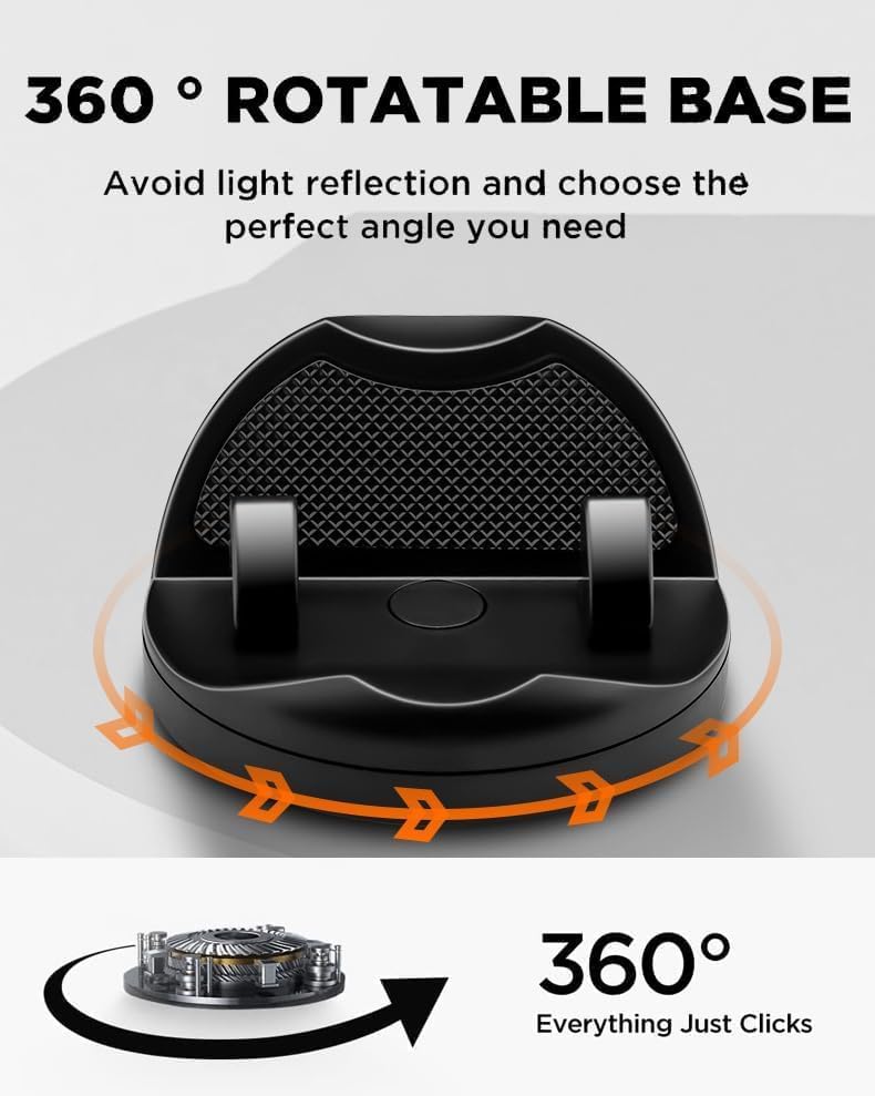 Fennec Mart Universal 360° Car Mobile Holder Non-Slip Dashboard Silicone Phone Mount, Adjustable for Landscape/Portrait View, Compatible with All Smartphones (Black) - Image 2
