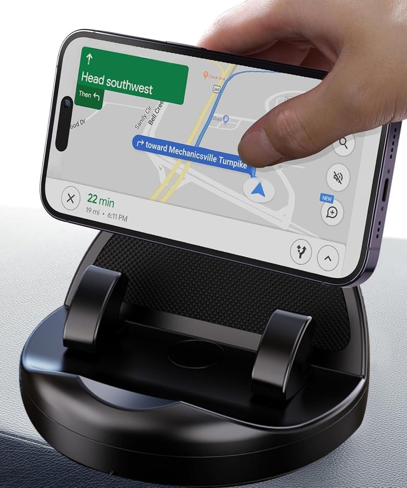 Fennec Mart Universal 360° Car Mobile Holder Non-Slip Dashboard Silicone Phone Mount, Adjustable for Landscape/Portrait View, Compatible with All Smartphones (Black) - Image 1