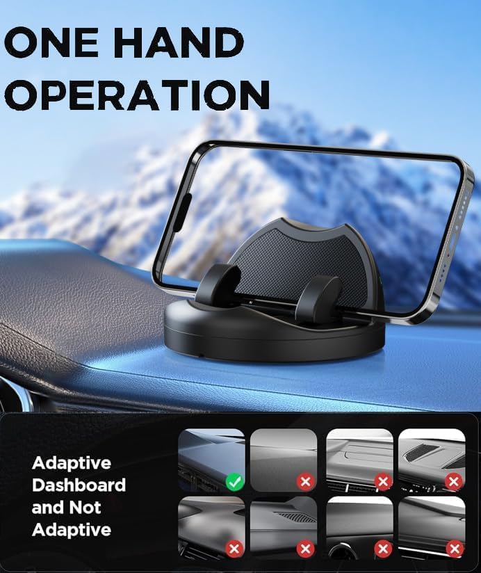 Fennec Mart Universal 360° Car Mobile Holder Non-Slip Dashboard Silicone Phone Mount, Adjustable for Landscape/Portrait View, Compatible with All Smartphones (Black) - Image 4