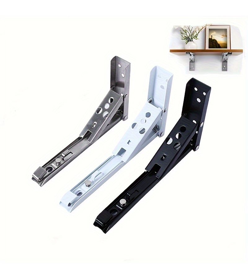 10 Inch White Heavy Duty Spring Loaded Folding Shelf Brackets 2pcs - Image 4
