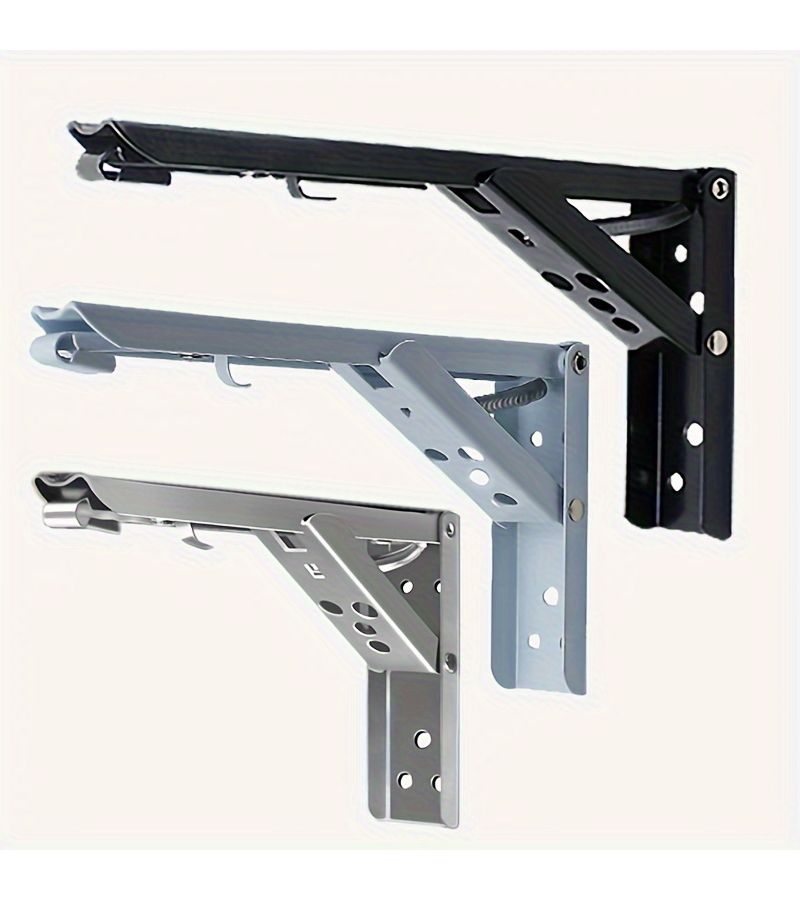 10 Inch White Heavy Duty Spring Loaded Folding Shelf Brackets 2pcs - Image 5