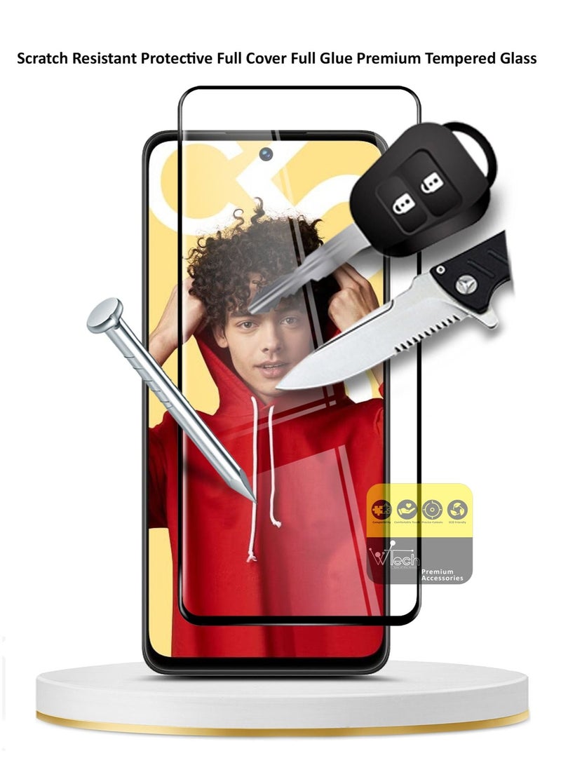 دبليو تيك واقي شاشة زجاجي مقسى Realme C55 4G 2023 Premium E2E Full Glue (MSGECN) - شفاف / أسود - Image 2