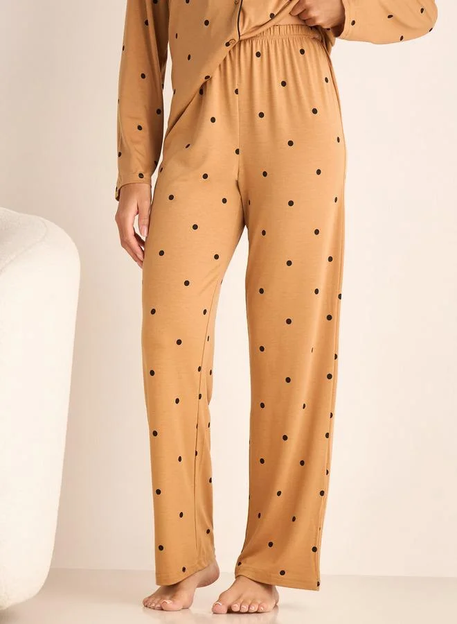 Splash FAV Polka Dot Print Shirt and Pyjama Set