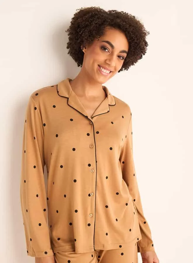 سبلاش فيڤ Polka Dot Print Shirt and Pyjama Set