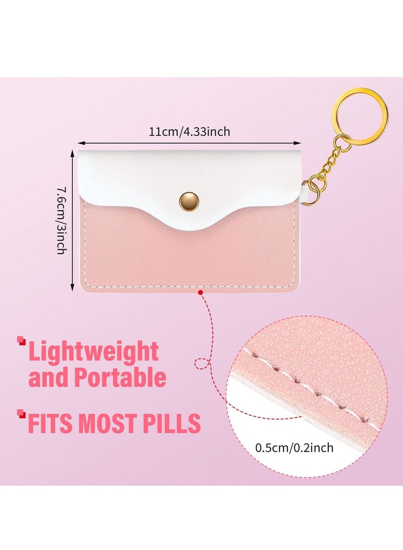 Generic Pill Case Sleeve Packet PU Leather Wallet Pill Holder 4.33 x 3 Inch Pill Pouch with Key Ring for Pill Card Organizer - Image 2