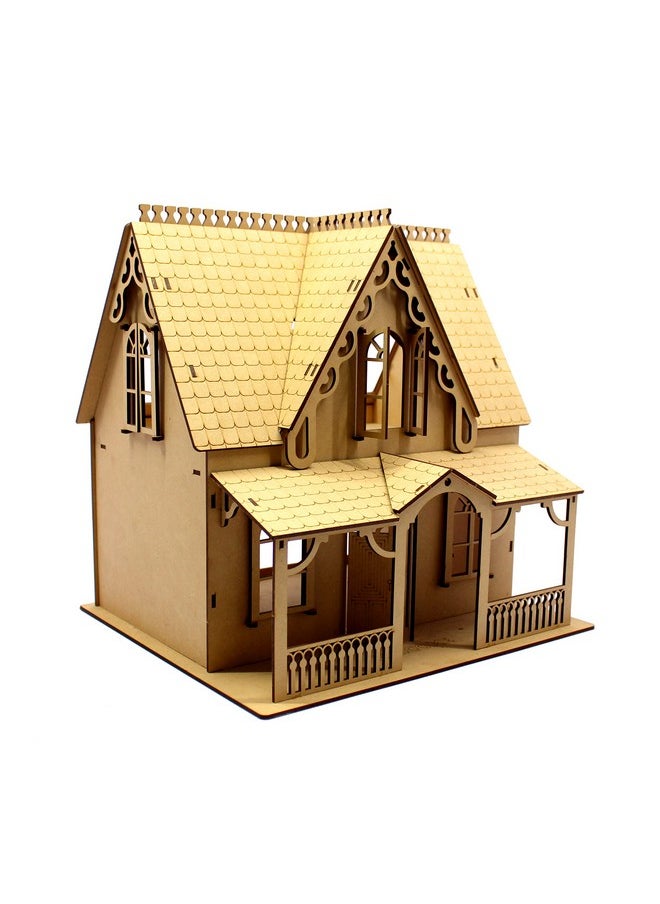 StonKraft - StonKraft Wooden Doll House Dollhouse - 3D Puzzle, Construction Toy, Modeling Kit, School Project - Easy to Assemble (Villa House) - Image 1