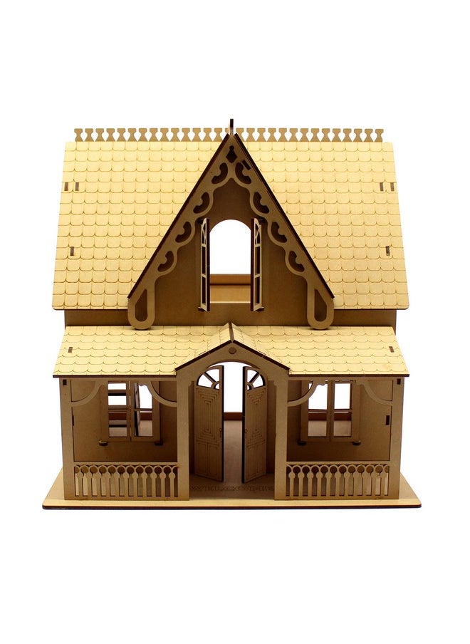 StonKraft - StonKraft Wooden Doll House Dollhouse - 3D Puzzle, Construction Toy, Modeling Kit, School Project - Easy to Assemble (Villa House) - Image 1