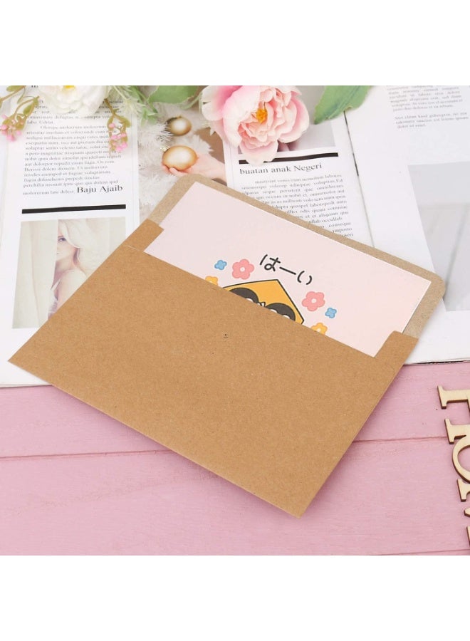 50 قطعة مغلفات، مغلفات بنية اللون، أكياس مغلفات من ورق الكرافت مع شريط، أنيقة وراقية، سهلة الاستخدام، تصميم كلاسيكي، لدعوات الزفاف المصنوعة يدويًا، بطاقات عيد الميلاد أو بطاقات المعايدة - Image 3